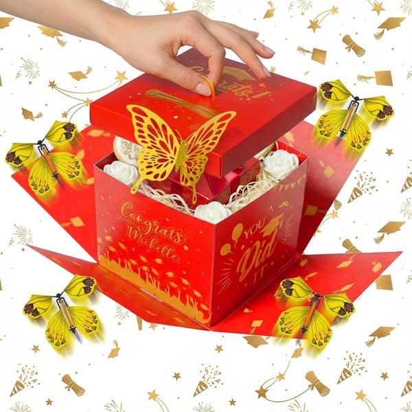 Pop-Up Sommerfugl Overraskelsesgaveeske, 3D Flygende Sommerfugl Eksplosjonsboks til Valentinsdag, Jul og Konfirmasjon 3