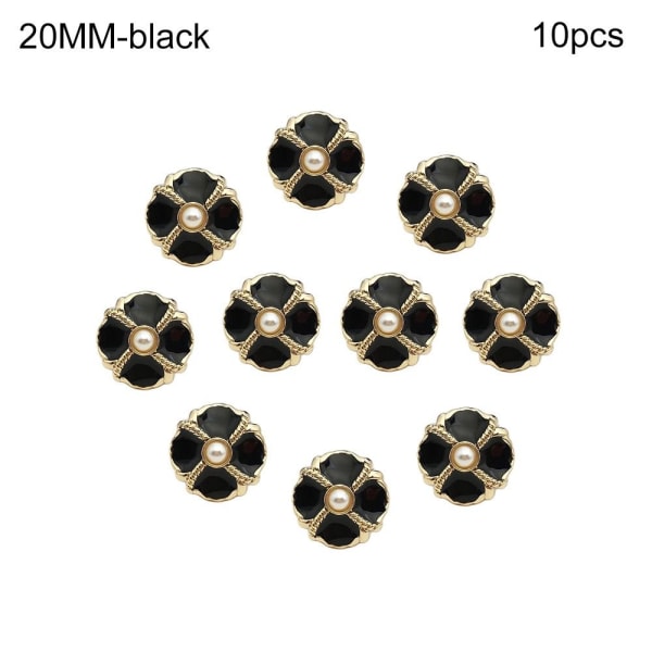10 stk. metalperleknapper skjorteknapper SORT 20MM10PCS 10PCS - spot salg sort black 20MM10pcs-10pcs