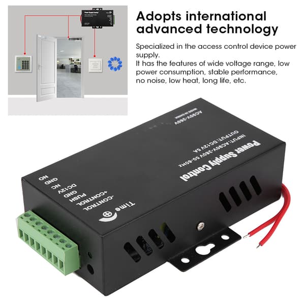 Backup-batteriport for strømforsyningskontroll for dørtilgangskontorsystem AC90‑260V til DC12V 5A