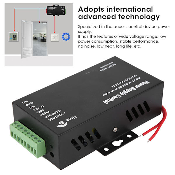 Strømkontroll Backup Batteriport for Dørtilgangskontor Sikkerhetssystem AC90‑260V til DC12V 5A