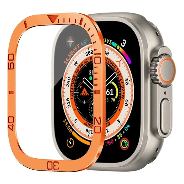 Skärmskydd för Apple Watch Ultra 49mm Tillbehör Metallstötfångare+härdat glas Skydd HD iWatch Ultra 49mm OrangeB OrangeB For Ultra 49mm