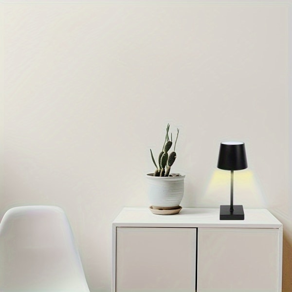 1 stk. Ambient bordlampe, trådløs oppladbar bordlampe, retro nattlampe, dimbar bordlampe Black 1pc