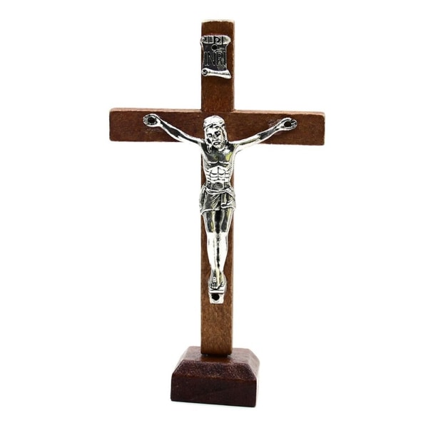 Kors Bordplade Dekoration Krucifiks Jesus Statue BRUN Brown