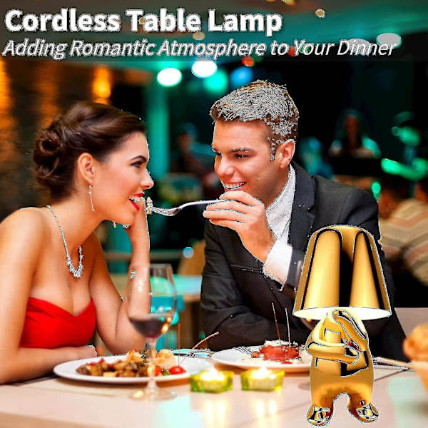 Sengside Touch Bordlampe, Gold Thinker Lampe Bordlampe Trådløs Genopladelig Bærbar Dekorativ Sengsidelampe Med USB-opladning C C gold