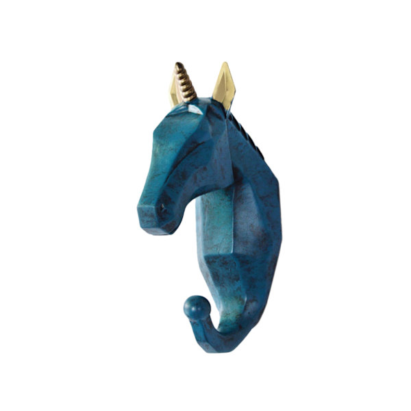 1/2/3/5 Robust og holdbar dyrehoved nøglekrog til enkel Retro blå (hest) Retro blue (horse) Set