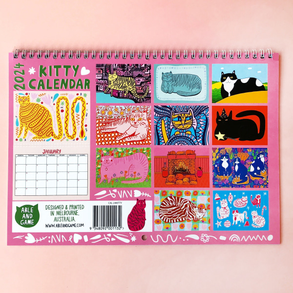 2024 Kitty Kalender | 2024 Vægkalender | Kattekalender | 2024 Vægplanlægger 2024