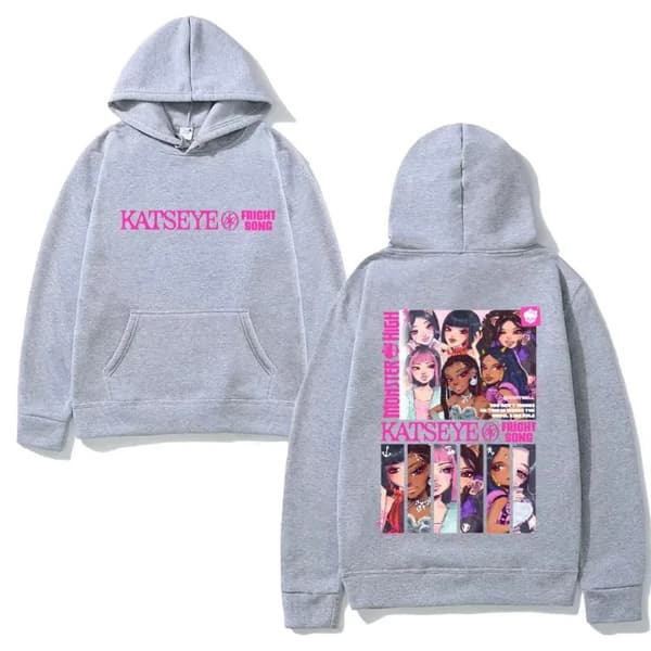 KATSEYE Plaid Portrait Hettegenser, Oversized Langermet Grafisk Genser for Kvinner og Menn M 1