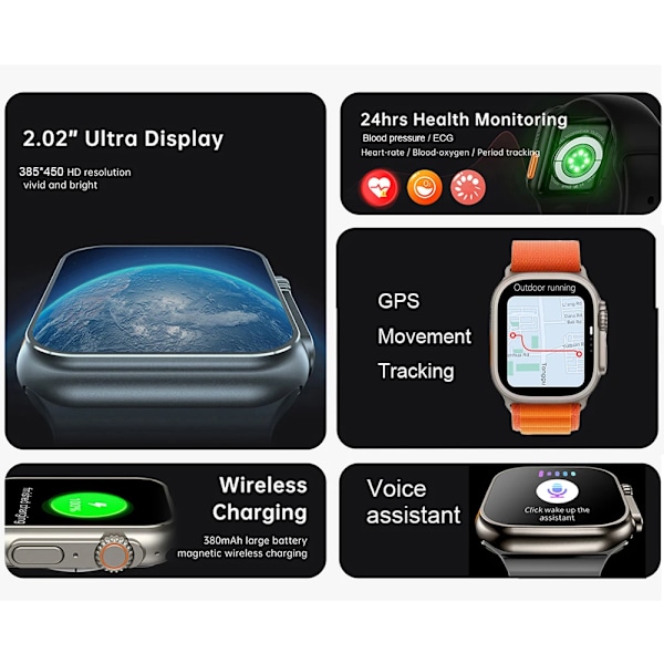 49mm til Apple Watch Ultra 8 Smartwatch Smart Ur Men Kvinder Serie NFC Bluetooth Opkald Trådløs Opladning Fitness Vandafvisende Ur orange and HeiNL