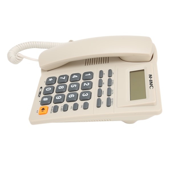 Multifunktionell sladdtelefon med nummerpresentatör, snabbval, senaste nummers återuppringning, vit