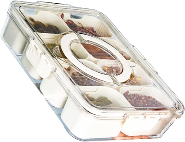 3 store kjøleskapsbeholdere med flere rom, bærbare med 8 rom 3pcs