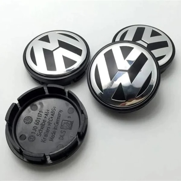 4-pak - Volkswagen VW Center Caps / Hjulnav Emblem - Sølv 56 mm