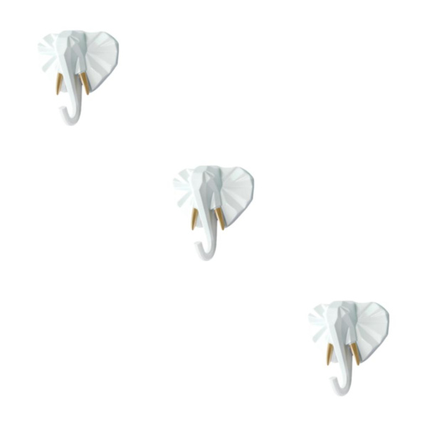 1/2/3/5 Vahva ja kestävä eläinpään avaimenkoukku yksinkertaiselle valkoiselle kullalle (elefantti White gold (elephant 3 Sets