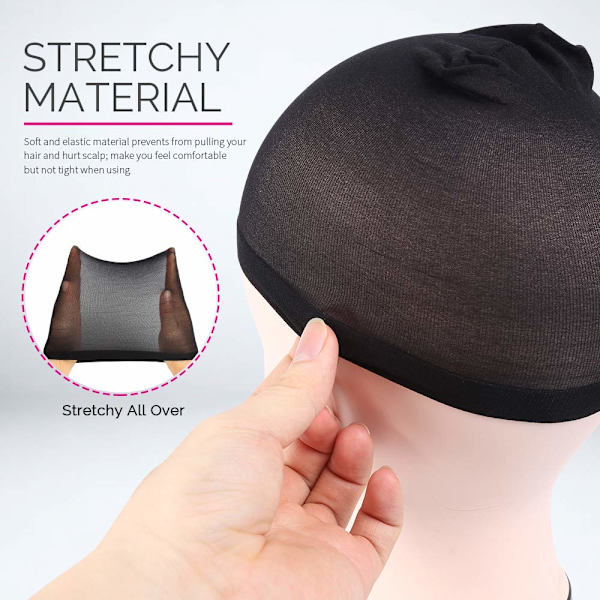 Perukhuva, Nylon Perukhuvor, 4 stycken Strumpbyxor Perukhuvor för Kvinnor (Svart)