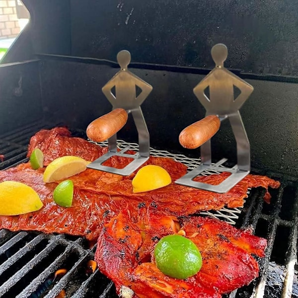 Morsomme BBQ-tilbehør Pølseholder Bærbar BBQ-stativ Rustfritt Stål Grillstativ Kjøkkenverktøy (3 stk) 3pcs