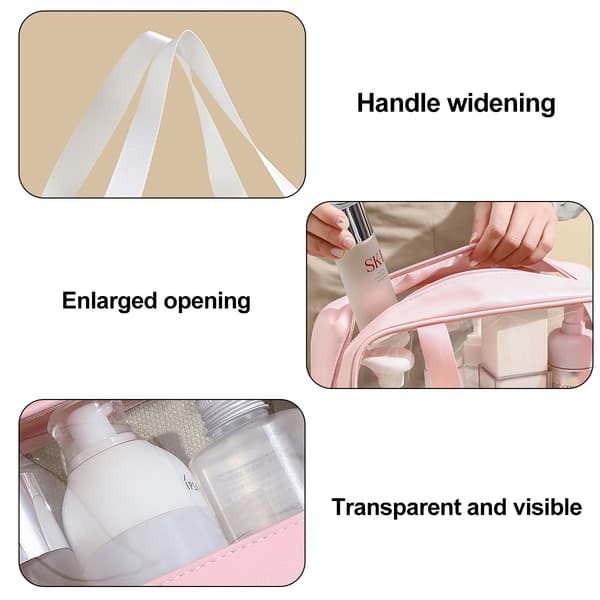 3-delt sett bærbar transparent vanntett multifunksjonell oppbevaringspose rutete damevaskepose white