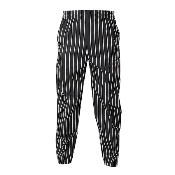 Joustavat ravintola kahvila kokki tarjoilija housut housut univormu tarvikkeet Black White Striped 3XL