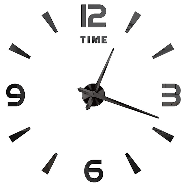 3D Stor Väggklocka DIY Akryl Spegelklocka Storlek Europa Horloge Vardagsrum Heminredning Flera Stilar Svart H Black H 47 inches (80-120cm)