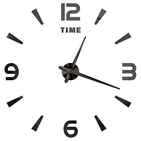 3D Suuri Seinäkello DIY Akryyli Peilikello Kellon Koko Eurooppa Horloge Olohuone Koti Sisustus Useita Tyylejä Musta H Black H 47 inches (80-120cm)