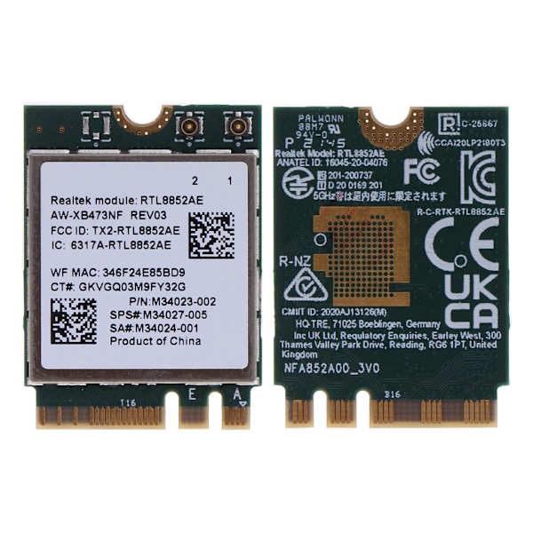 Realtek-modul RTL8852AE Wi-Fi 6 Combo-kort 802.11ax M.2 5G Wifi trådlöst Wlan-kort Bluetooth 5.2 för Win 10 11