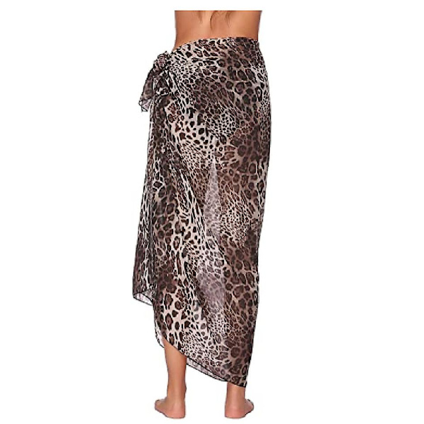 Strand Sarong Pareo Bikini Wrap Kjol Omslag För Badkläder leopard print