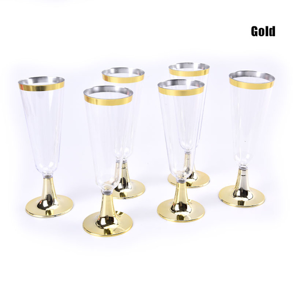 6 st/set 150 ml engångsglas i plast för rött vin Gold