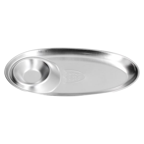 304 Stainless Steel Snack Tray Silver Oval Divided Condiment Bowl for Home Outdoor CampingL