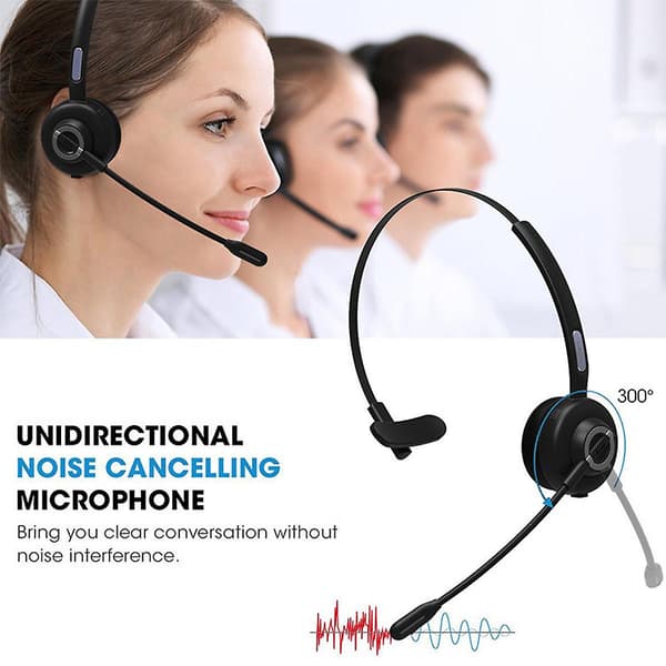 Trucker Bluetooth-hörlurar, Trådlöst headset med mikrofon för PC, Bluetooth-hörlurar med mikrofonbrusreducering, för mobiltelefoner, dator