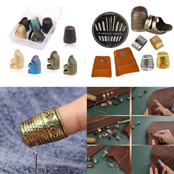 SömnadsTumme Metall Tumme Ringar Justerbara Metall Finger Skydd Ringar Läder Mynt Finger Skydd, Sömnad Finger Skydd 0.06 C