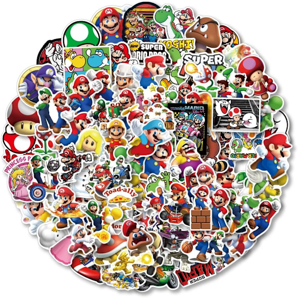 100 stk Super Mario klistermærker til vandflasker OMario