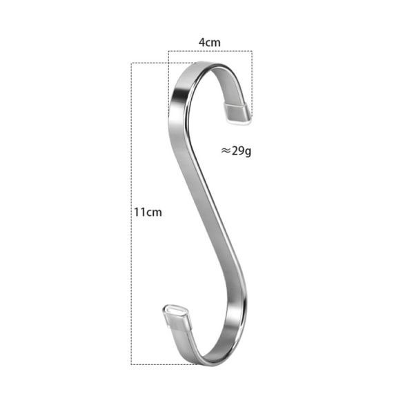 10 ruostumattomasta teräksestä valmistettua S-koukkua (suuria)