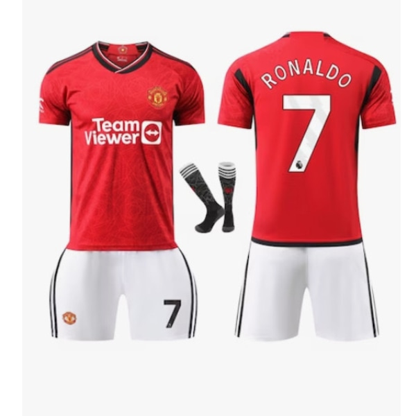 23-24 Manchester United Hemma Barn Fotbollströja Nr 7 Ronaldo 18