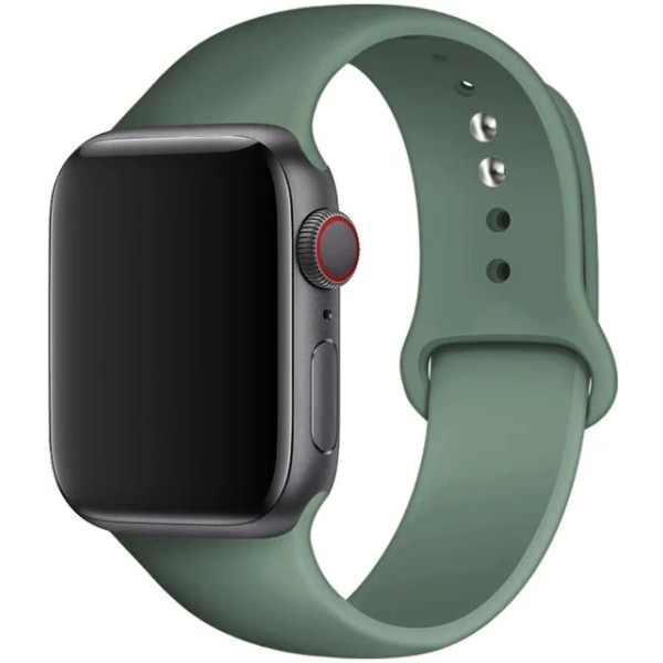 Silikonrem for Apple Watch Band 45mm 44mm 42mm 49mm 41mm 40mm 38mm correa armband iwatch Series 8 7 9 SE 4 3 5 Ultra 6 Pine Green Pine Green 38  40 41 mm S-M