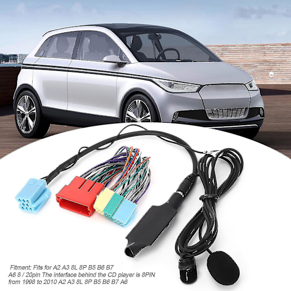 Bluetooth-lydadapter med højttaler til bilstereo, der passer til A2 A3 8l 8p B5 B6 B7 A6 8 / 20pin
