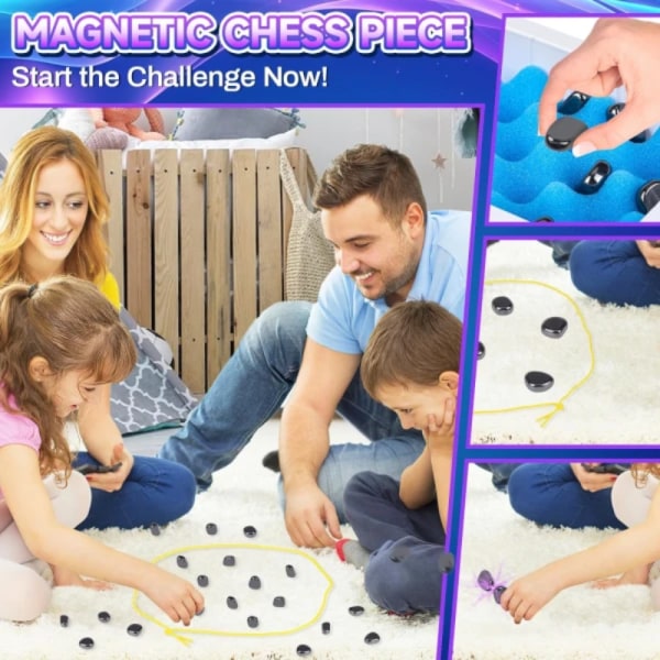Magnetiskt schackspel, roligt bordmagnet spel pussel strategispel, magnetiskt brädspel familjespel julklapp till barn vuxna rope style