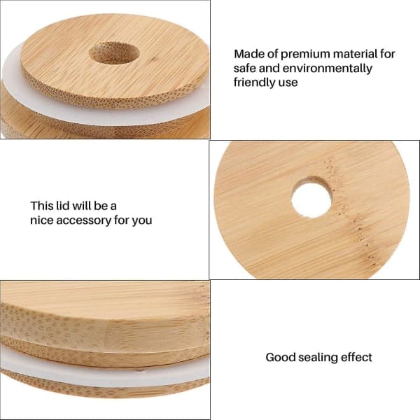 70mm 4 stk. mason jar låg, genanvendelige bambuslåse