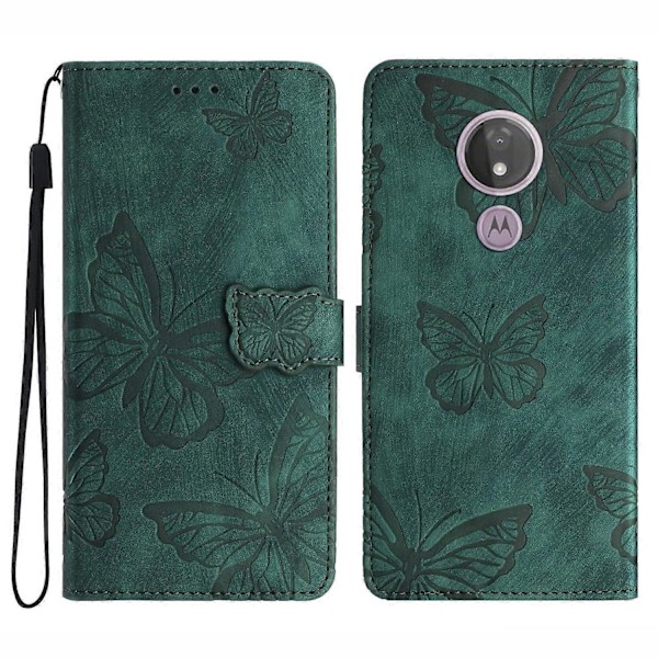 Skin-touch Butterfly Pattern PU Læderetui med Stativ og Pengepungfunktion til Motorola Moto G7 Power Multifarvet Multicolored Style E