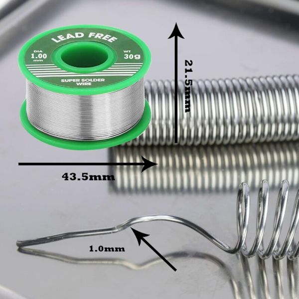 Lödkabel, mjukt tenn med kolofoniumkärna för elektrisk lödning (1,0 mm, 30 g, Sn99,3 %, Cu0,7 %)