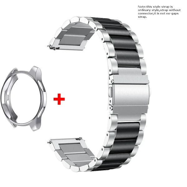 Band+ Etui til Samsung Galaxy Watch 6 5 4 44mm 40mm Classic 46mm 42mm Rustfrit Stål Band Galaxy Watch 3 5 Pro 41 45mm Rem sliver sliver