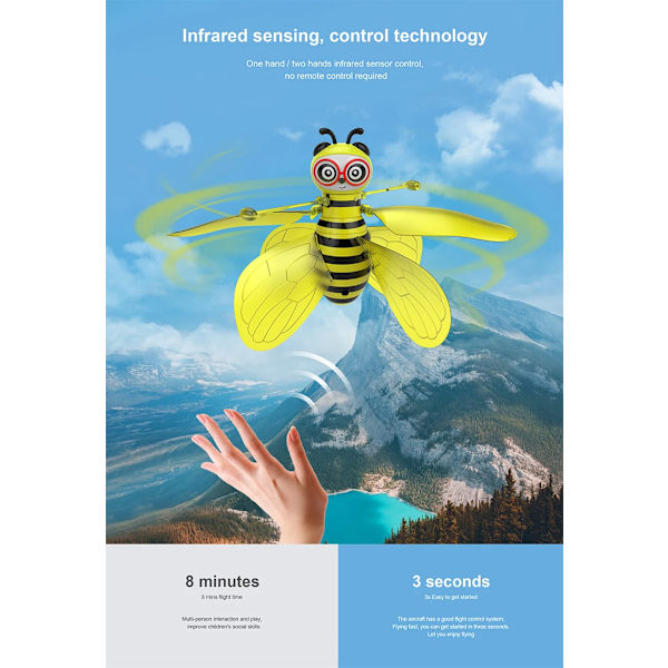 RC Drone Mini Flying Bee 10cm med vingar Hand Sensing Induction