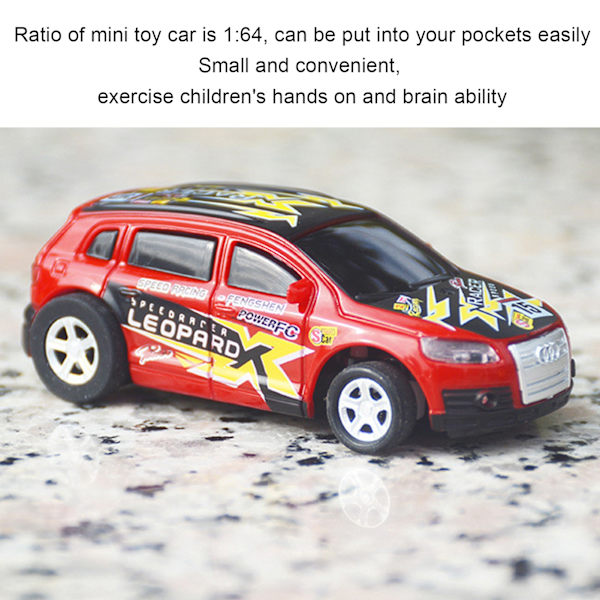 Mini RC -ajoneuvokilpailu 4-suuntainen Drift-auto 1:64 Taskukokoinen kaukosäädinlelu sisä- ja ulkotiloihin 3+ lapsille Punainen