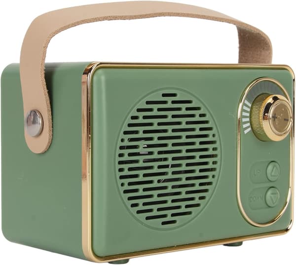Retro Bluetooth-högtalare med förbättrad bas, trådlös bärbar högtalare grön Bluetooth 5.0 för hem- och utomhusbruk