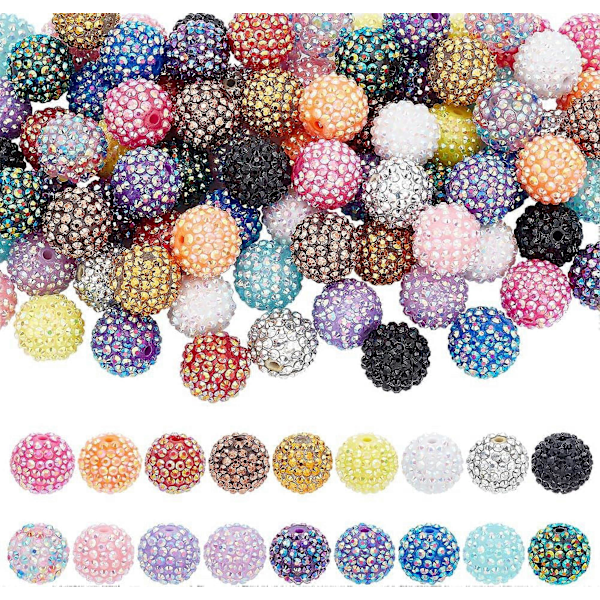 85 stk 20mm Rhinestone Perler Runde Perler Disco Ball Perler Glitrende Diamant Perler Store Tyggegummi Perler