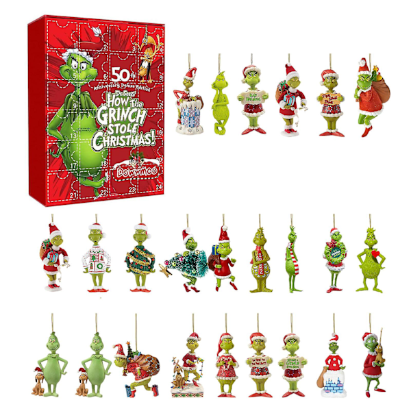 Adventskalender 2023 Cross Border Ny Grinch Jul Blind Box Grønn Håret Monster 24-Dagers Halloween Nedtelling Kalender Blind Box style 1