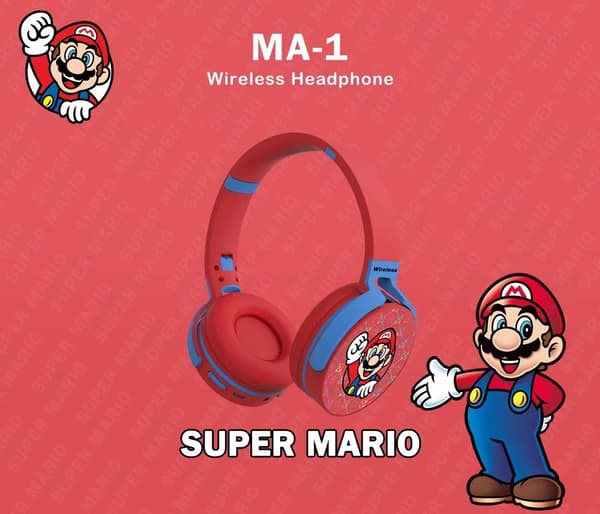 Børne Hovedtelefoner - Super Mario til Alderen 3-7 Trådløse Bluetooth Hovedtelefoner