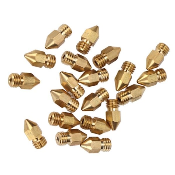Tbest 3D-skrivartillbehör 20 st MK8-munstycken Kit 1,75 mm M6 Polerade extrudmunstycken med förvaringslåda för