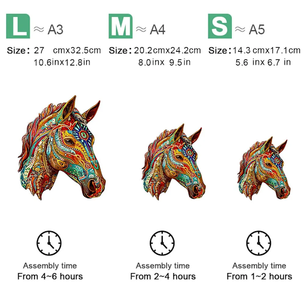 Träpussel Färgad Häst Presentask Lyxig Gåva Oregelbunden Djurformspussel Personifierad Senior Unik Gåva Familj Interaktiv H434-A4