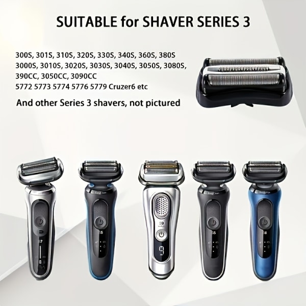 32B 32S S3 Elektrisk erstatnings barberhode tilbehør for Braun Series3 barberhøvelhode Silvery