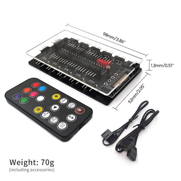 ARGB 5V 3-stifts splitterhubb PWM temperaturkontroll och synkronisering för PC-fläkt och LED-remsa fjärrkontroll