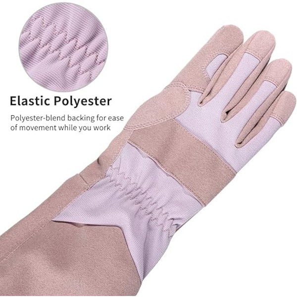 Slitesterke hagearbeidshansker i kuskinn white pink