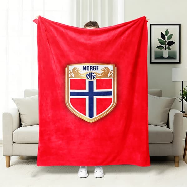 VM 2026 Norge Flag Fodbold Fan Støtte Flonel Tæppe 100×150